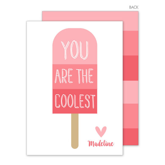 Striped Pink Popsicle Valentine Exchange Cards